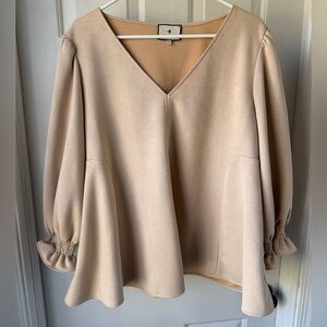 Tuckernuck Easton Tan Faux Suede Blouse Top